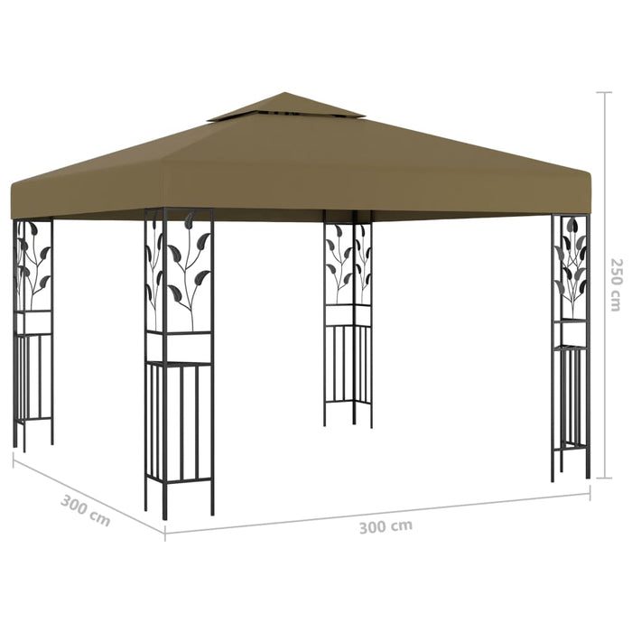 Paviljong med LED-lysslynge 3x3 m gråbrun