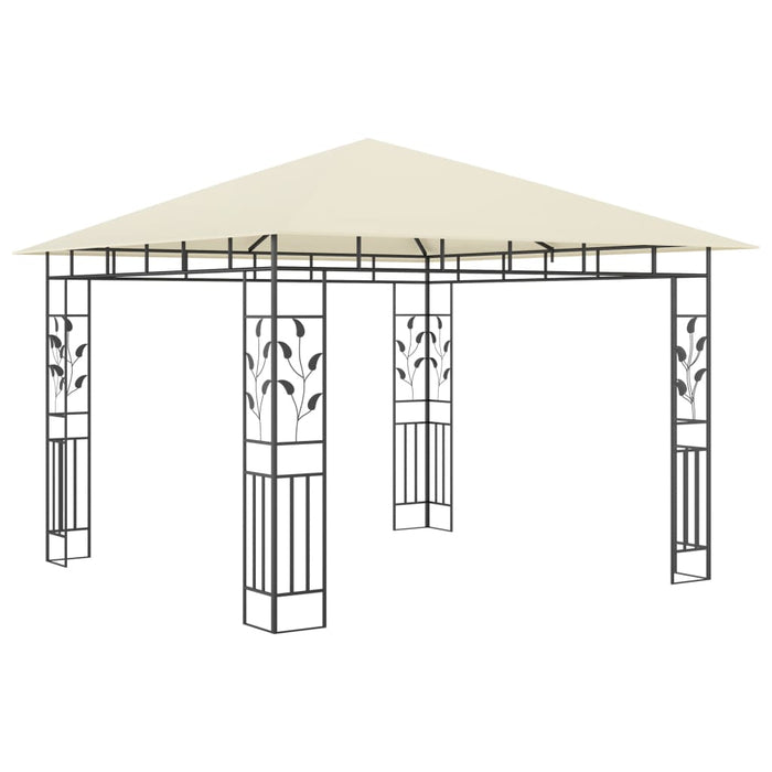 Paviljong med myggnett og LED-lysslynge 3x3x2,73 m kremhvit