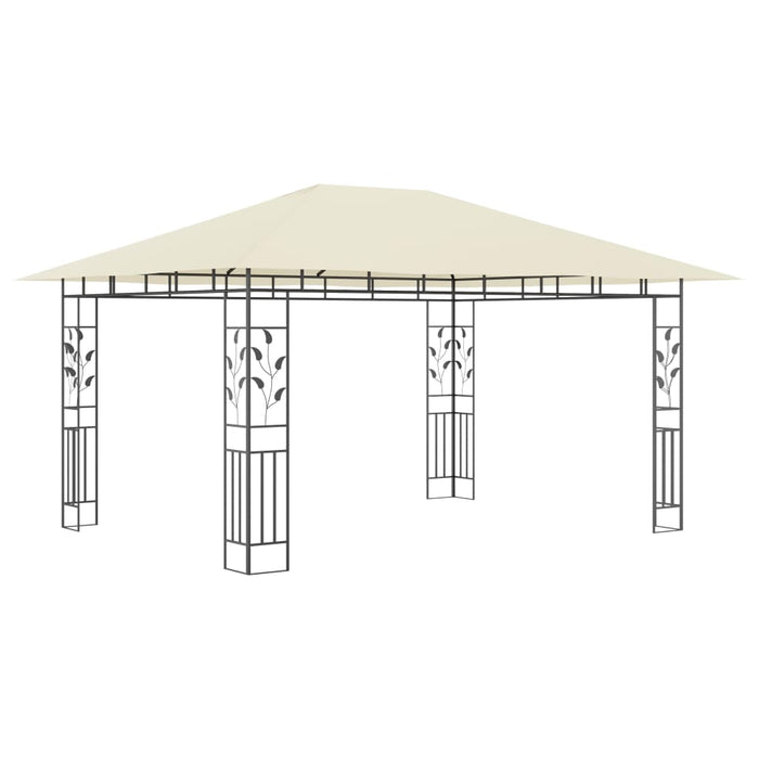 Paviljong med myggnett og LED-lysslynge 4x3x2,73 m kremhvit