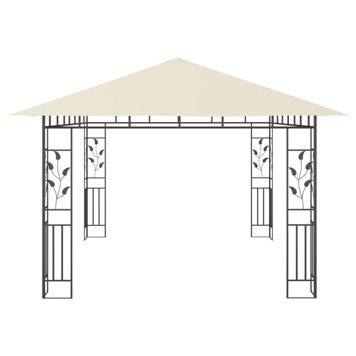 Paviljong med myggnett og LED-lysslynge 4x3x2,73 m kremhvit