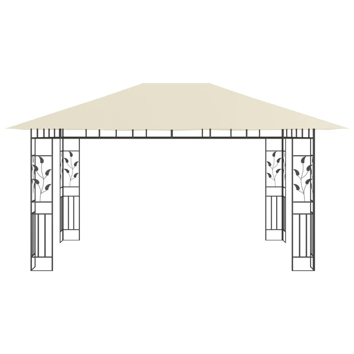 Paviljong med myggnett og LED-lysslynge 4x3x2,73 m kremhvit