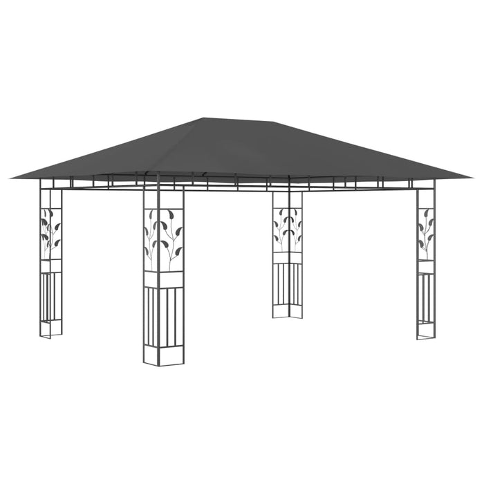 Paviljong med myggnett og LED-lysslynge 4x3x2,73 m antrasitt