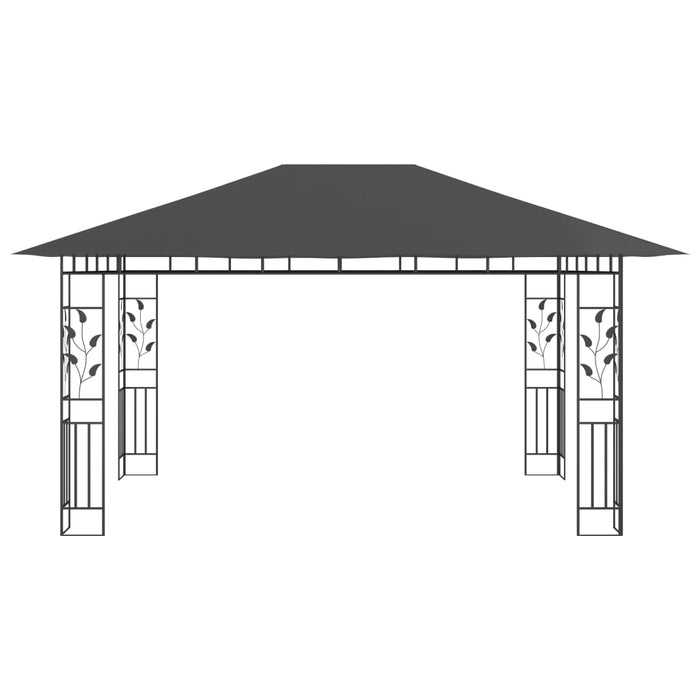 Paviljong med myggnett og LED-lysslynge 4x3x2,73 m antrasitt