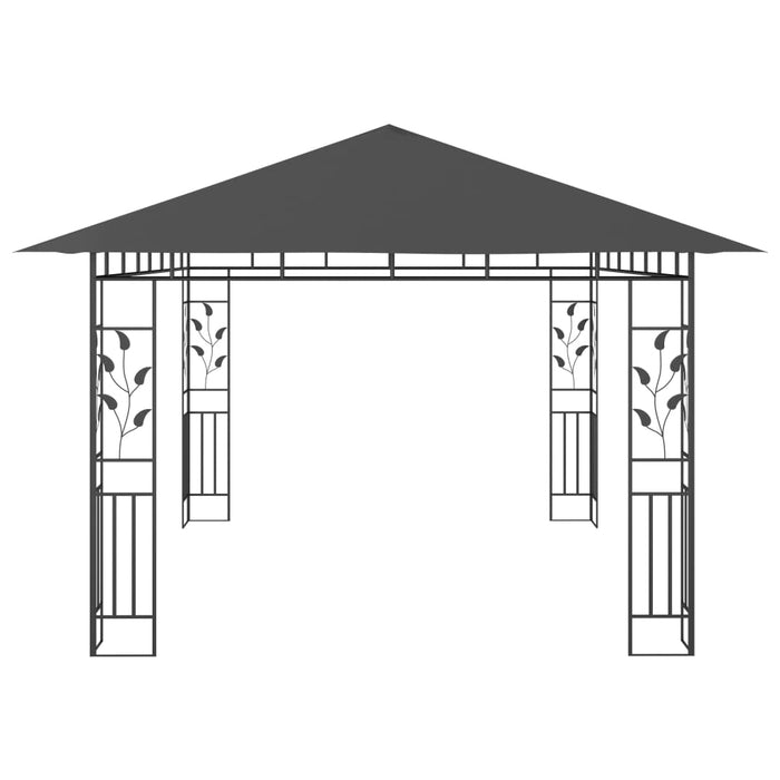 Paviljong med myggnett og LED-lysslynge 4x3x2,73 m antrasitt