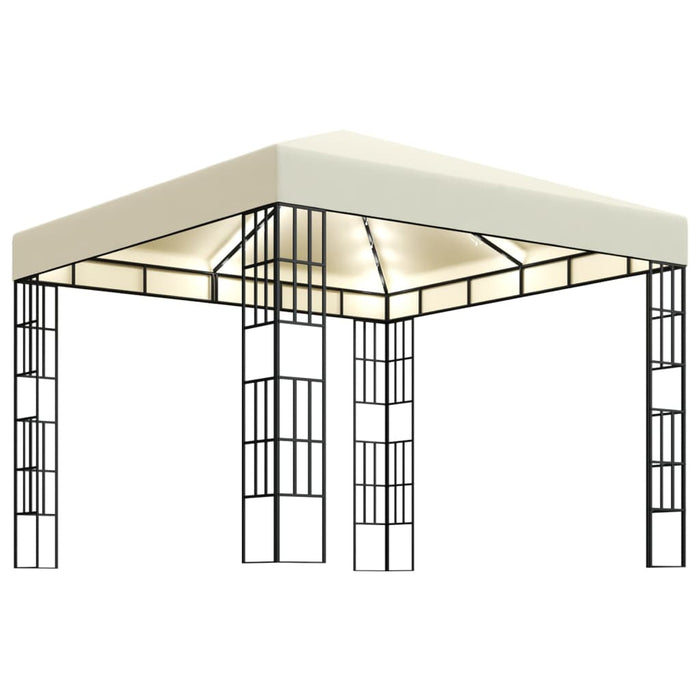 Paviljong med LED-lysslynge 3x3 m kremhvit