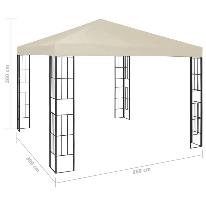 Paviljong med LED-lysslynge 3x3 m kremhvit