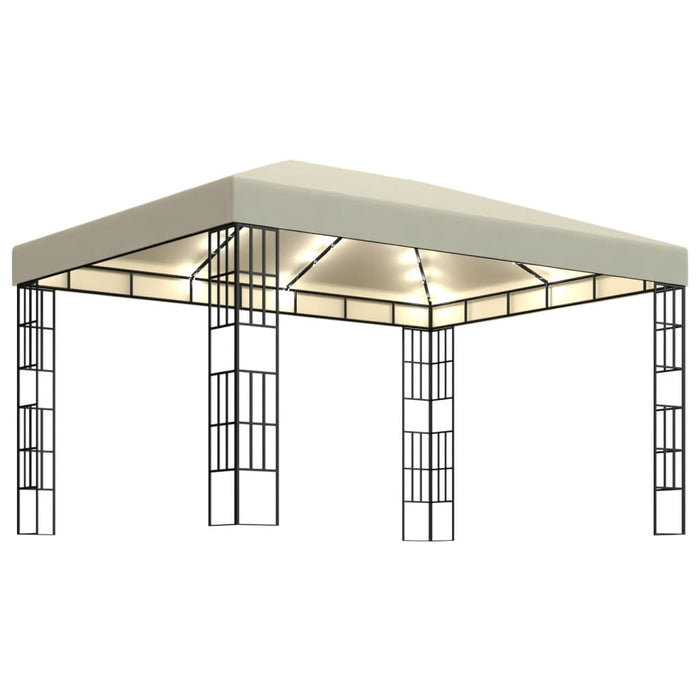 Paviljong med LED-lysslynge 3x4 m kremhvit