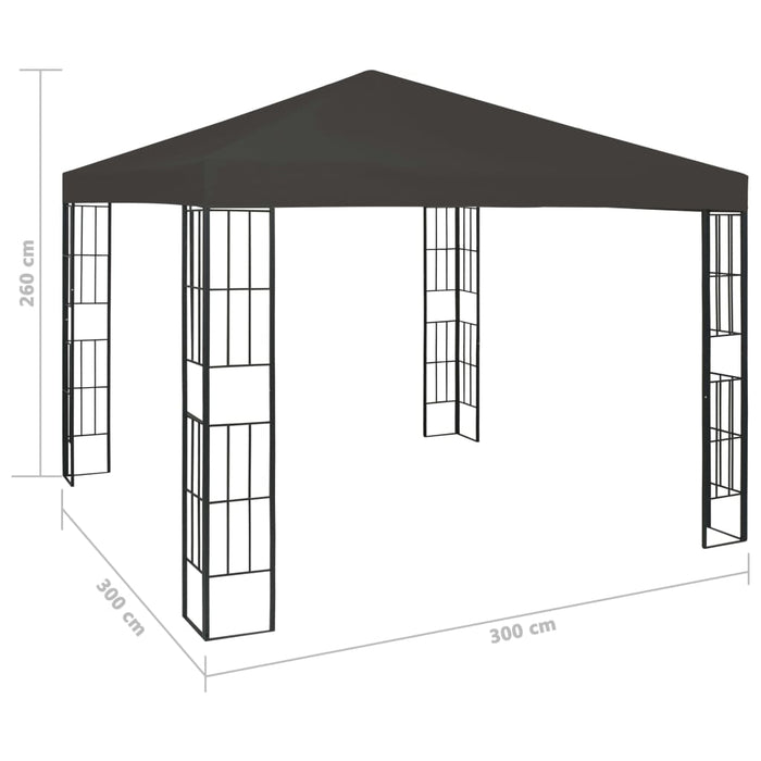 Paviljong med LED-lysslynge 3x3 m antrasitt