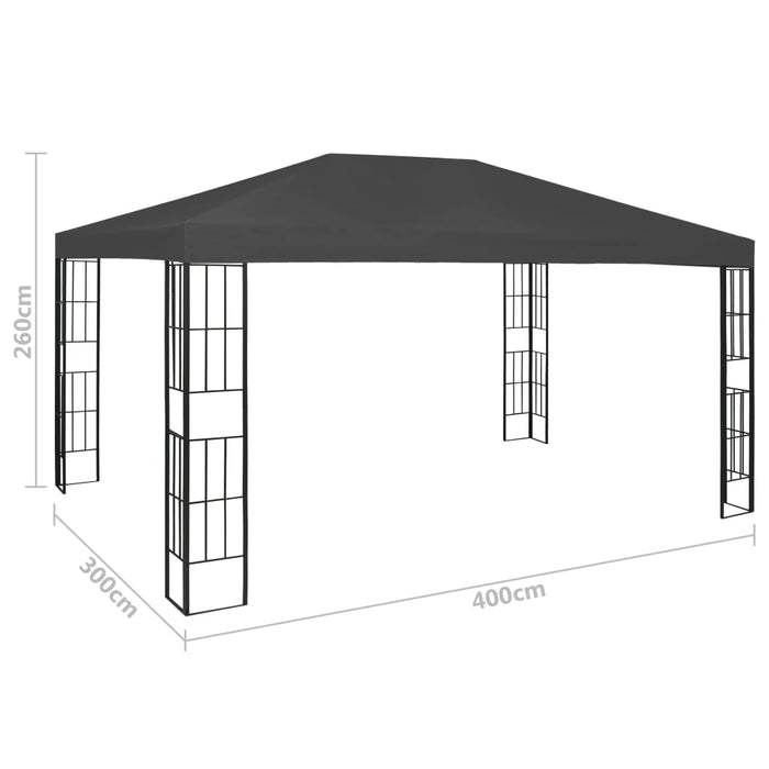 Paviljong med LED-lysslynge 3x4 m antrasitt