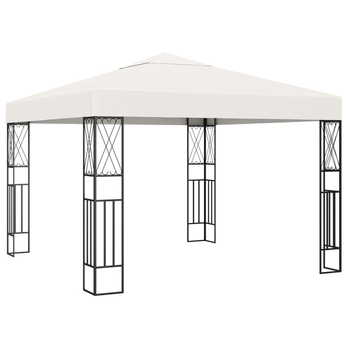 Paviljong med LED-lysslynge 3x3 m kremhvit stoff