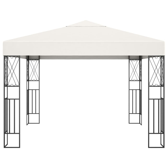 Paviljong med LED-lysslynge 3x3 m kremhvit stoff