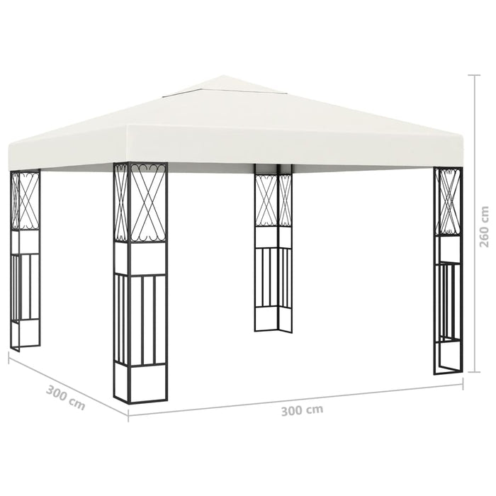 Paviljong med LED-lysslynge 3x3 m kremhvit stoff