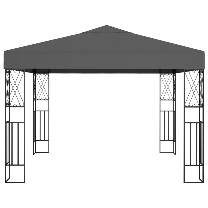 Paviljong med LED-lysslynge 3x3 m antrasitt stoff