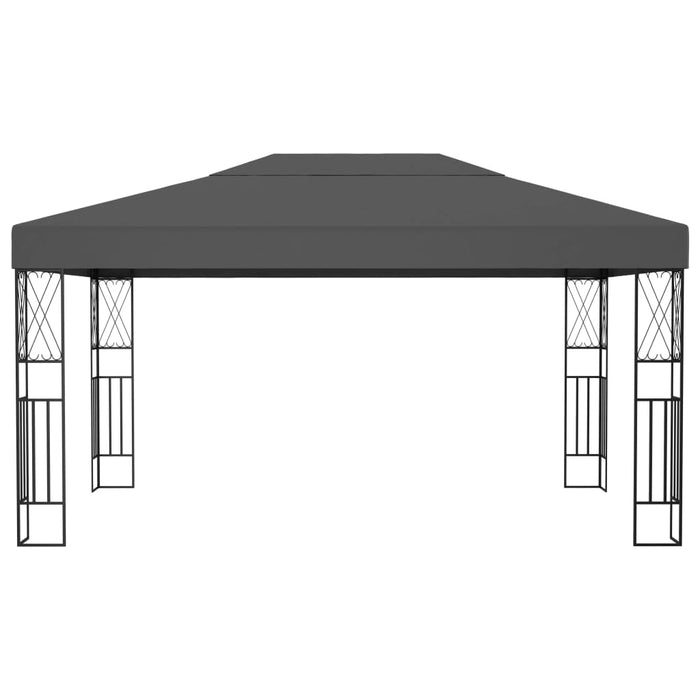 Paviljong med LED-lysslynge 3x4 m antrasitt stoff