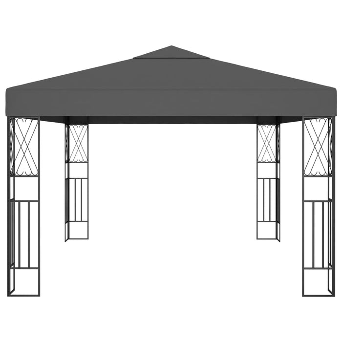 Paviljong med LED-lysslynge 3x4 m antrasitt stoff