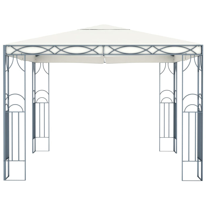 Paviljong med LED-strenglys 300x300 cm krem