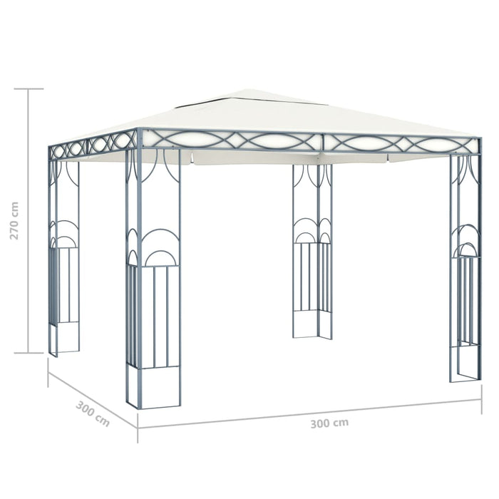 Paviljong med LED-strenglys 300x300 cm krem