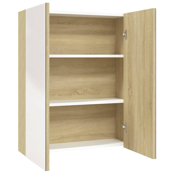 Speilskap til bad 60x15x75 cm MDF hvit og eik