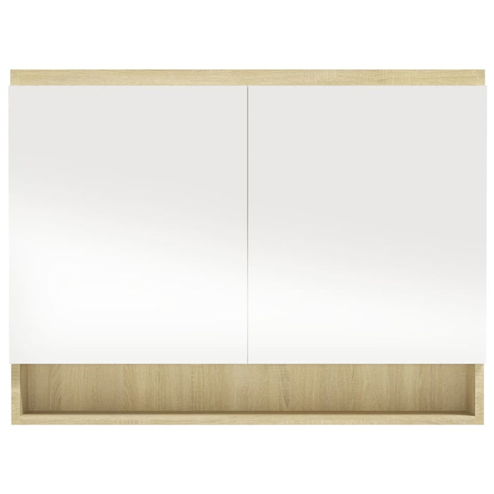 Speilskap til bad 80x15x60 cm MDF hvit og eik