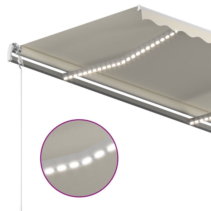 Automatisk markise med LED og vindsensor 300x250 cm kremhvit