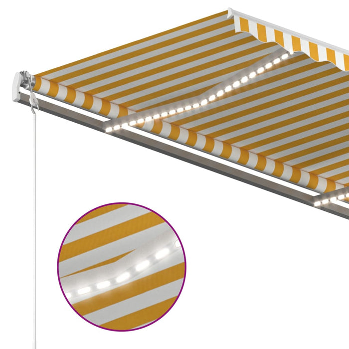 Automatisk markise med LED og vindsensor 300x250 cm gul og hvit