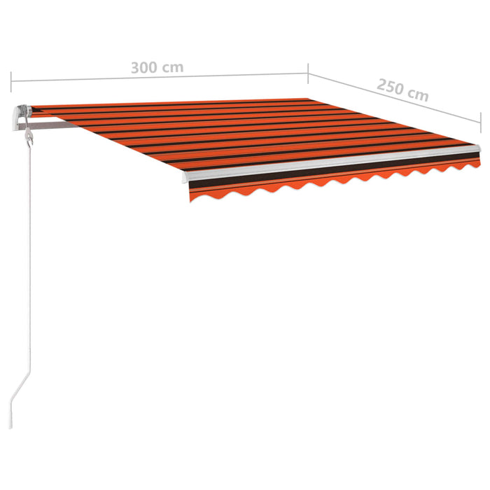 Automatisk markise med LED og vindsensor 300x250cm oransje/brun