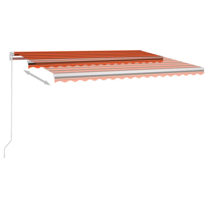 Manuell uttrekkbar markise med LED 400x300 cm oransje og brun