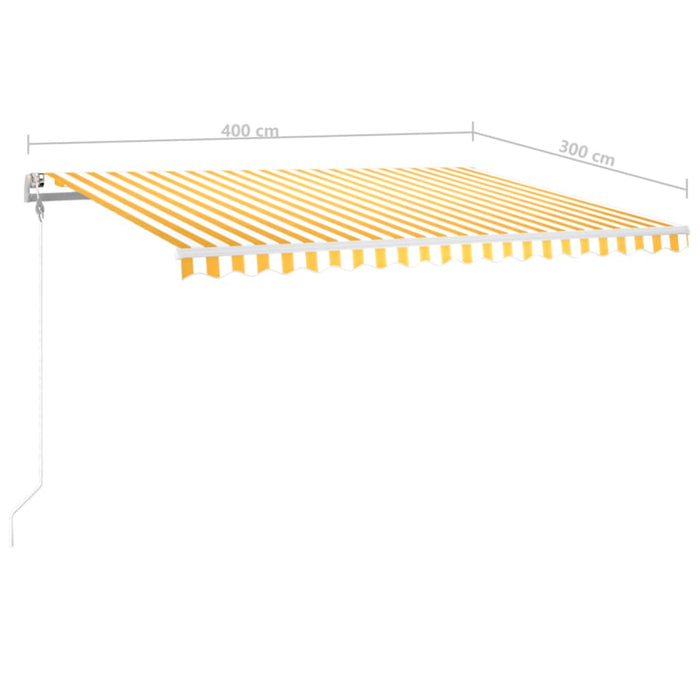 Automatisk markise med vindsensor og LED 400x300 cm gul/hvit