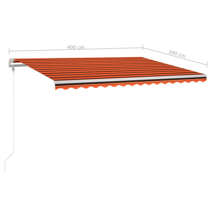 Automatisk markise med vindsensor og LED 400x300cm oransje/brun