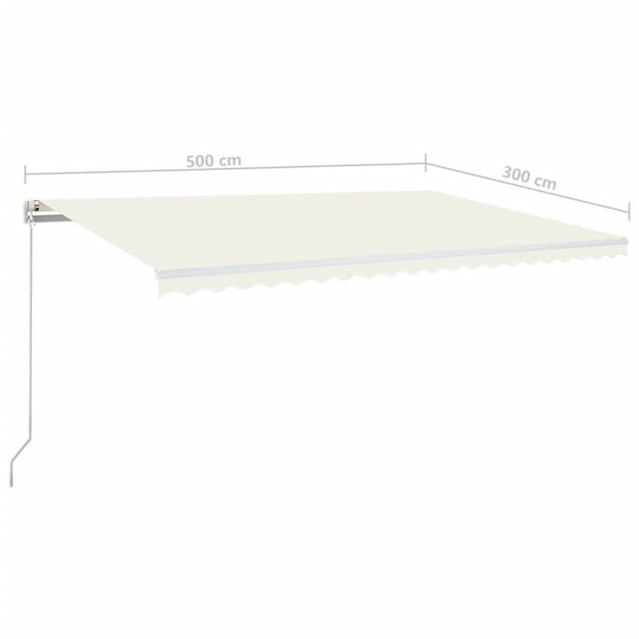 Manuell uttrekkbar markise med LED 500x300 cm kremhvit