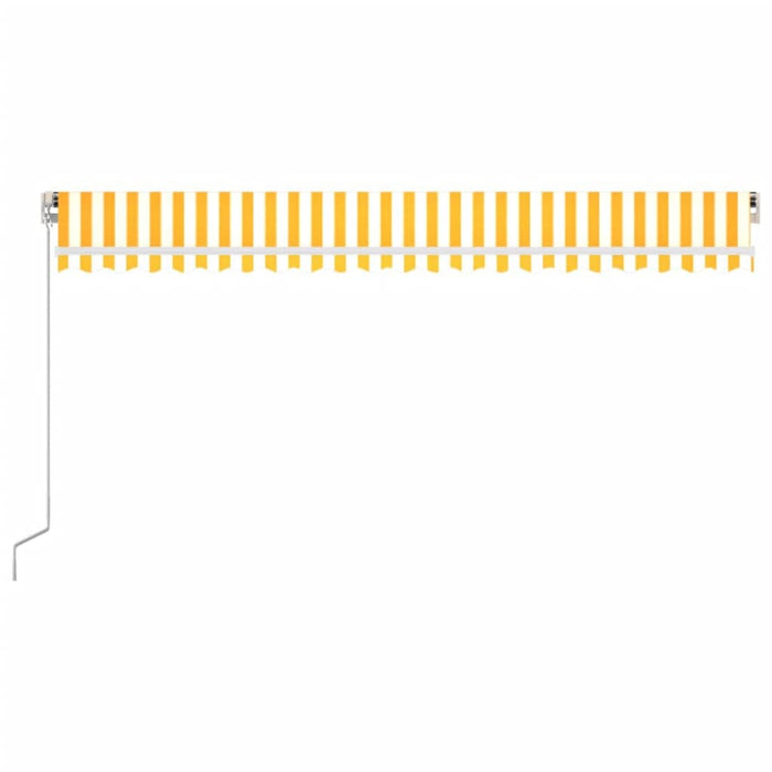 Manuell uttrekkbar markise med LED 500x300 cm gul og hvit