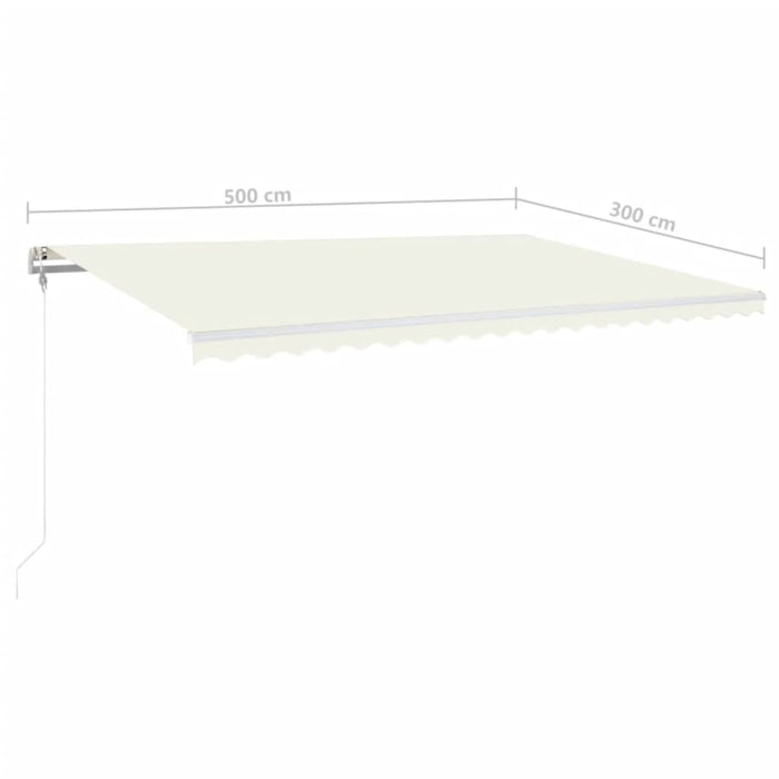 Automatisk markise med vindsensor og LED 500x300 cm kremhvit