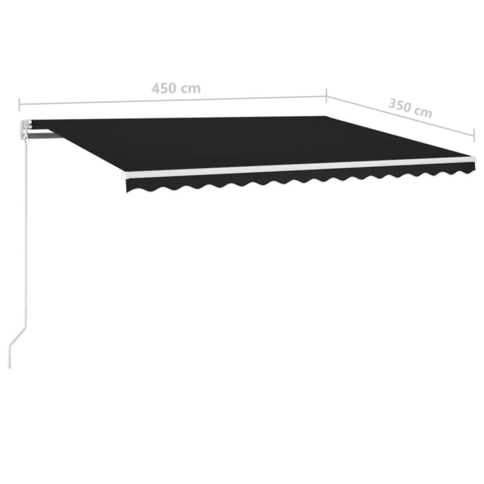 Manuell uttrekkbar markise med LED 450x350 cm antrasitt