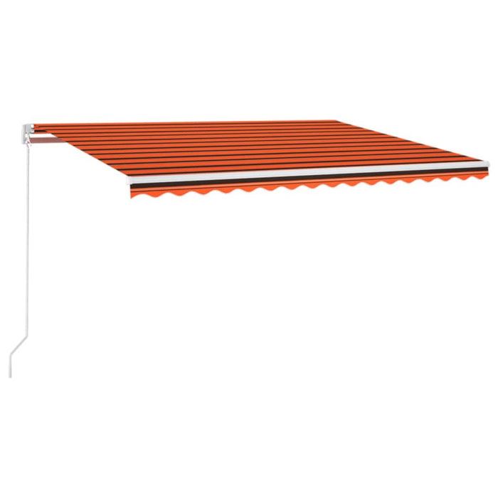 Manuell uttrekkbar markise med LED 450x350 cm oransje og brun