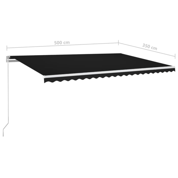 Manuell uttrekkbar markise 500x350 cm antrasitt