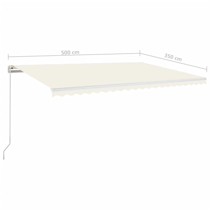 Manuell uttrekkbar markise med LED 500x350 cm kremhvit