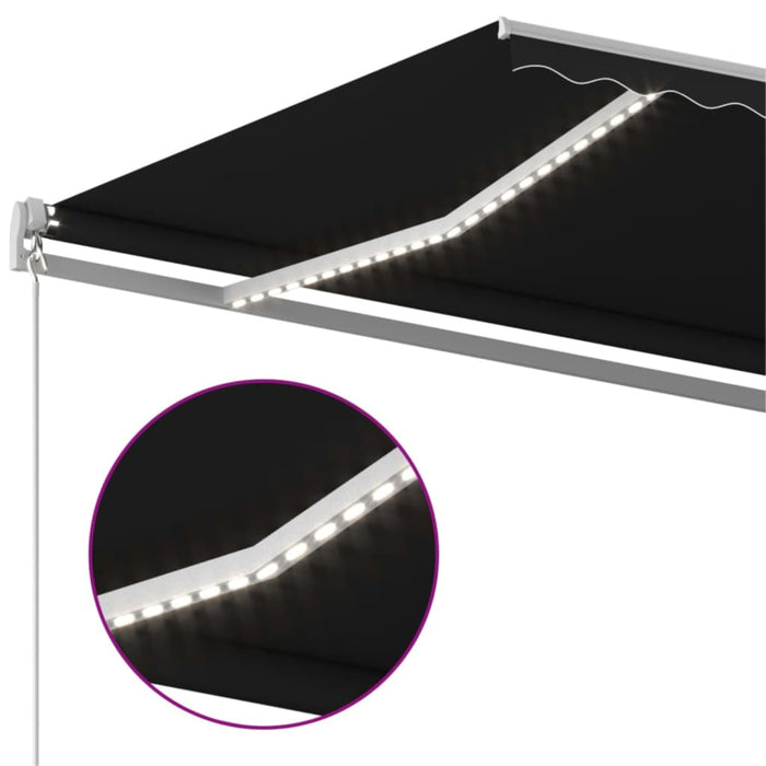 Manuell uttrekkbar markise med LED 500x350 cm antrasitt