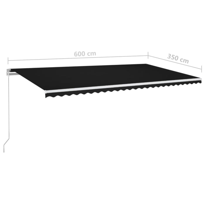 Manuell uttrekkbar markise med LED 600x350 cm antrasitt