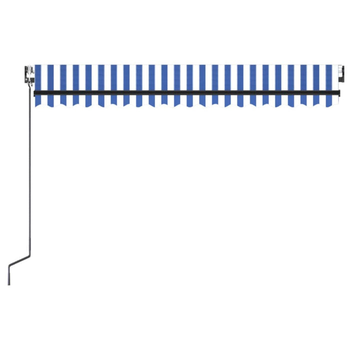 Automatisk markise med vindsensor og LED 400x300 cm blå og hvit