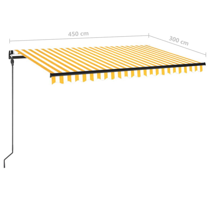 Manuell uttrekkbar markise 450x300 cm gul og hvit