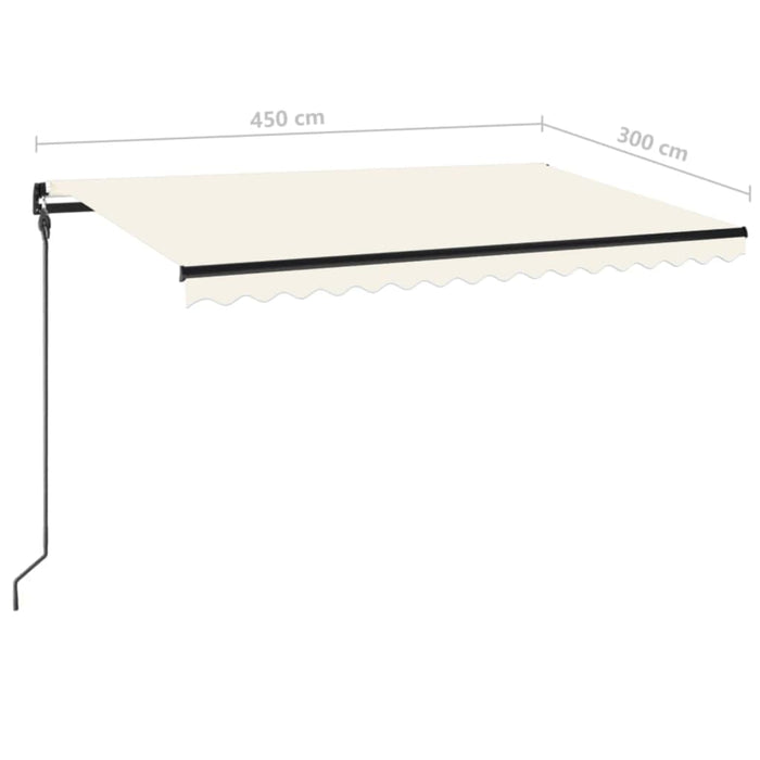 Manuell uttrekkbar markise med LED 450x300 cm kremhvit