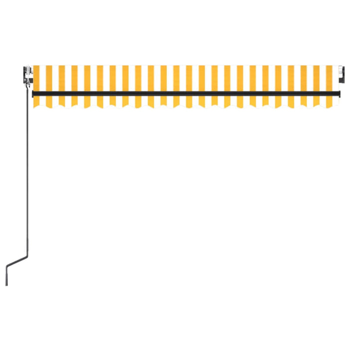 Automatisk uttrekkbar markise 450x300 cm gul og hvit