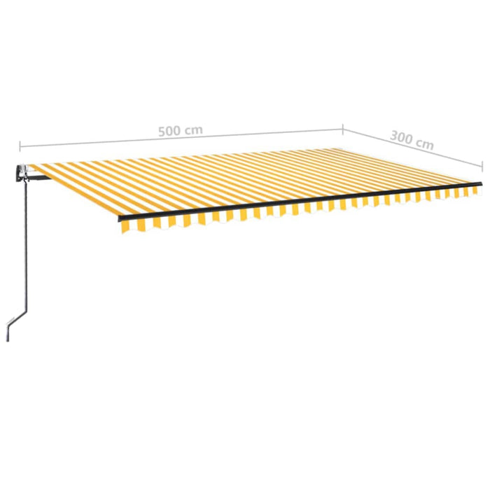 Automatisk uttrekkbar markise 500x300 cm gul og hvit