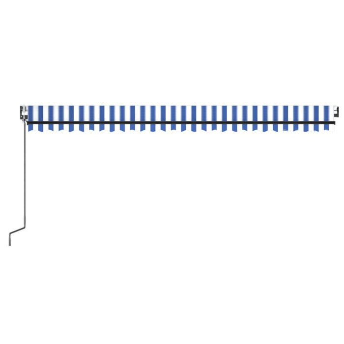 Automatisk markise med vindsensor og LED 500x300 cm blå og hvit