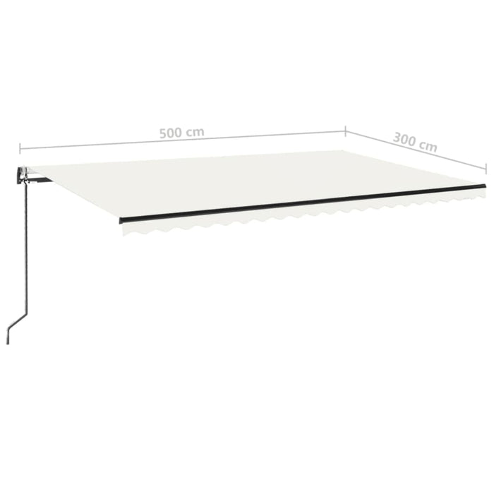 Automatisk markise med vindsensor og LED 500x300 cm kremhvit