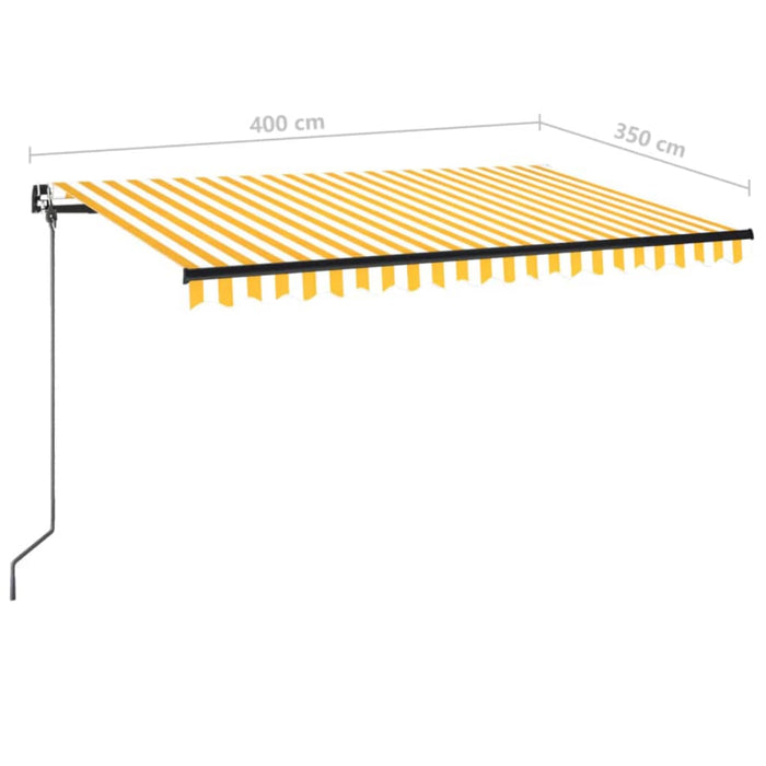 Manuell uttrekkbar markise 400x350 cm gul og hvit