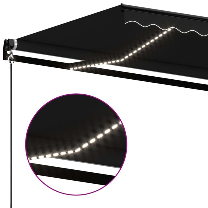 Manuell uttrekkbar markise med LED 400x350 cm antrasitt