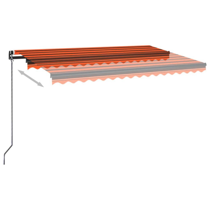 Manuell uttrekkbar markise med LED 400x350 cm oransje og brun