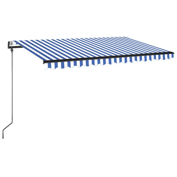 Automatisk uttrekkbar markise 400x350 cm blå og hvit