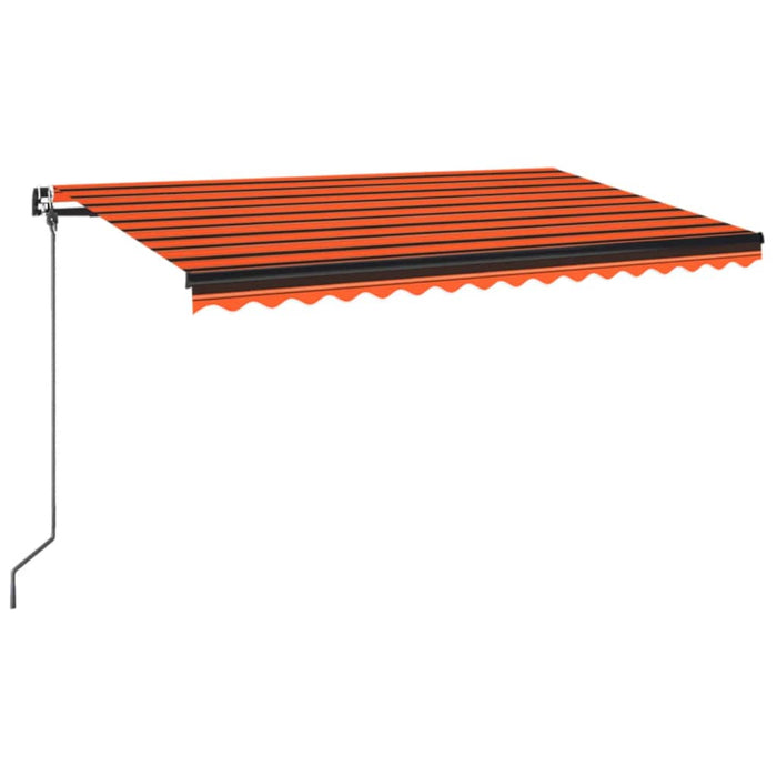 Manuell uttrekkbar markise med LED 450x350 cm oransje og brun